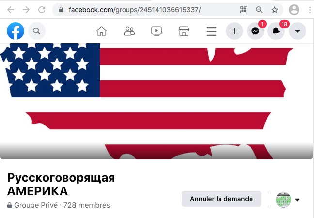 Facebook. Русскоговорящая Америка. Shota est administrateur. 2020-03-30